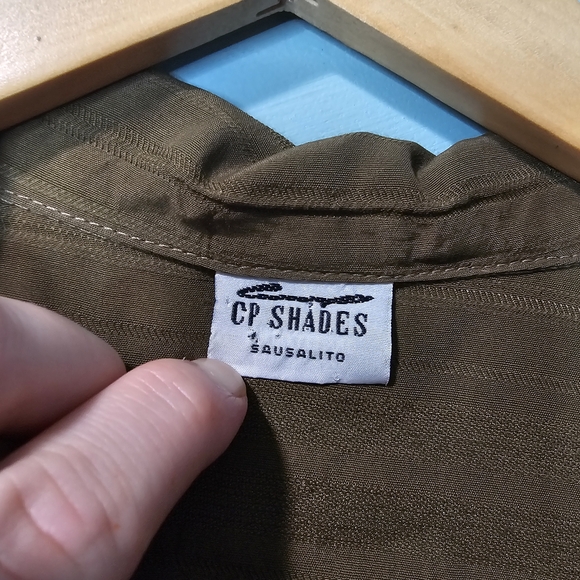 Cp Shades Sausalito Green Crinkle Windowpane Plaid Oversized Rayon Top L - Picture 2 of 3